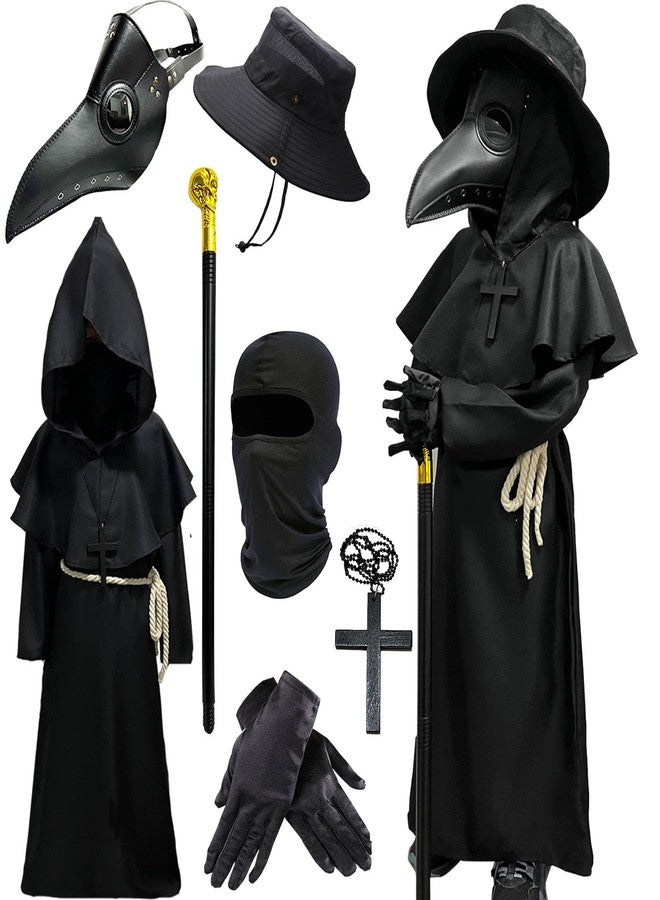 Wakejoy Plague Doctor Costume for Kids 7 in 1 Set Halloween Costumes for Boys Girls Halloween Outfit (X-Large-150) - Image 1